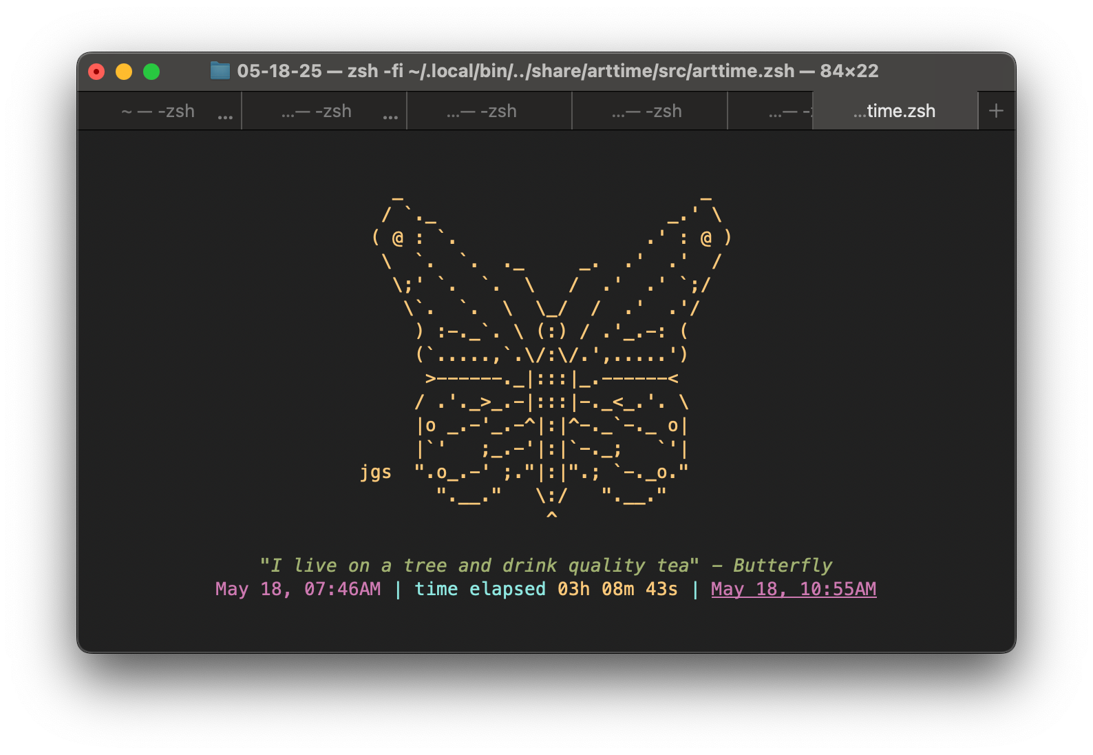 ascii art butterfly countdown